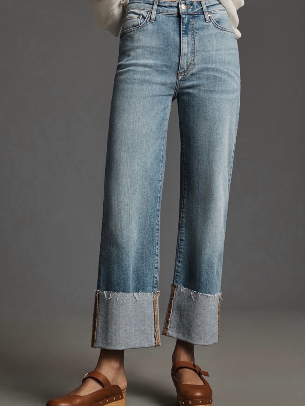 NWT Anthropologie Scotty Cuffed High-Rise Straight-Leg Jeans by Pilcro